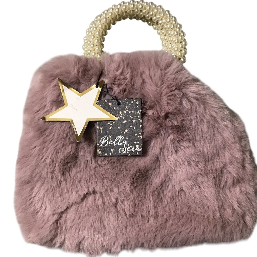 Luxury Style Plush Bella Sera Bag with Pearl Handle